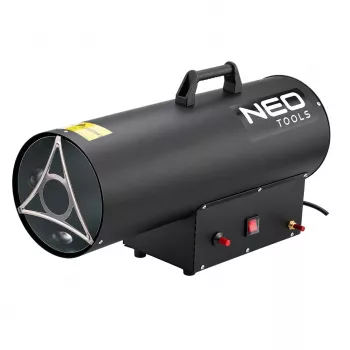 NEO TOOLS 90-085-01 gāzes sildītājs 50 kW ar termostatu, IPX4, LPG, 1000 m³/h gaisa plūsma, komplektā regulators un šļūtene