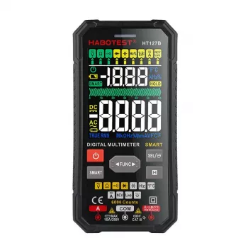 Habotest HT127B digitālais universālais multimetrs True RMS 6000 Counts Auto Ranging ar NCV un temperatūras mērīšanu
