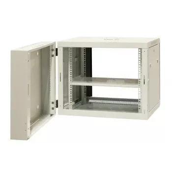 EMITER EM/AH6509 19 collu 9U sienas montāžas dalītais skapis ar rūdīta stikla durvīm, 600x550x500 mm, melns