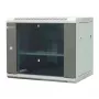 EMITER EM/AP6409 9U sienas montāžas tīkla skapis 19 collas 600x450x500 mm pelēks, rūdīta stikla durvis, slēdzams