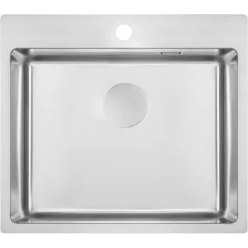 DEANTE ZPO_010B vienas bļodas nerūsējošā tērauda virtuves izlietne, satīns, 440x440 mm, virsuzstādāma, ar notekas komplektu