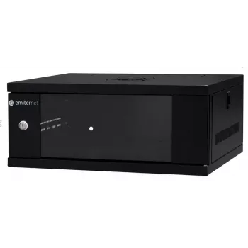 EMITER EM/SH02B5404-08 sienas montāžas tīkla skapis 19 collas 4U 550x450x230 mm ar stikla durvīm