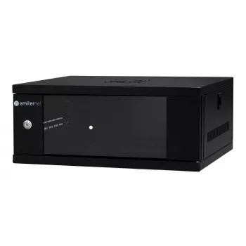 EMITER EM/SH02B5404-08 sienas montāžas tīkla skapis 19 collas 4U 550x450x230 mm ar stikla durvīm