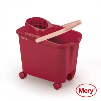 MERY Bucket 14L ar uzspiežamiem riteņiem, sarkans