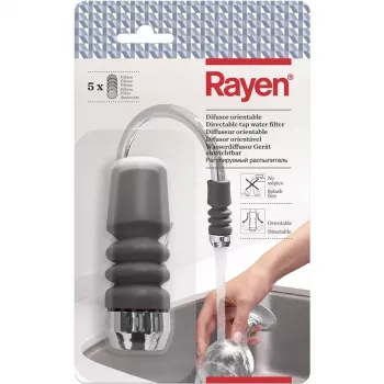 RAYEN 01083003 regulējams krāna ūdens filtrs – daudzpakāpju keramikas, aktīvās ogles un PP kokvilnas filtrācija, uzstādīšana bez instrumentiem, universāls