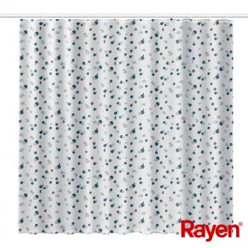 RAYEN dušas aizkars 180x200cm balts/zils, poliesters