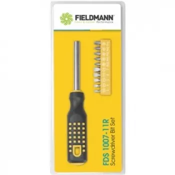 FIELDMANN FDS 1007-11R 12 gabalu skrūvgriežu uzgaļu komplekts ar ergonomisku rokturi, hroma vanādija tērauda uzgaļiem, magnētisko turētāju, slota/Phillips/Pozi/Torx