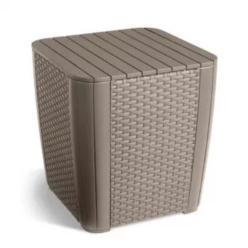 KETER Luzon Flat Wicker dārza galds/uzglabāšanas kaste, bēšs