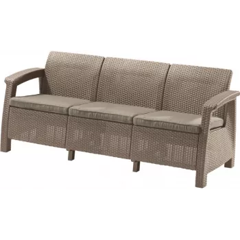 KETER Corfu Love Seat Max dārza dīvāns, bēšs, trīsvietīgs