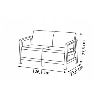 KETER Scandi Linea dārza dīvāns divvietīgs pebble grey/light beige