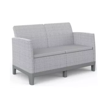 KETER dārza dīvāns divvietīgais Scandi Form 2 Seater Sofa gaiši pelēks/tumši tērauda pelēks
