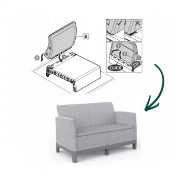 KETER dārza dīvāns divvietīgais Scandi Form 2 Seater Sofa gaiši pelēks/tumši tērauda pelēks