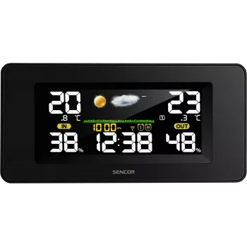 SENCOR SWS 5270 laika stacija ar bezvadu āra sensoru, krāsains LCD, radio kontrolēts pulkstenis