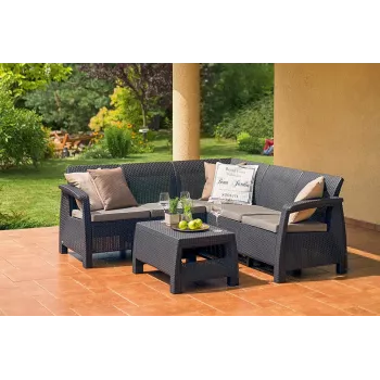 KETER dārza mēbeļu komplekts Corfu Relax Set, brūns