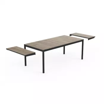 Keter Deco Porto Nova paplašināmais dārza galds 200-280 cm, oša koka tonis/melns