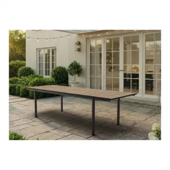 Keter Deco Porto Nova paplašināmais dārza galds 200-280 cm, oša koka tonis/melns