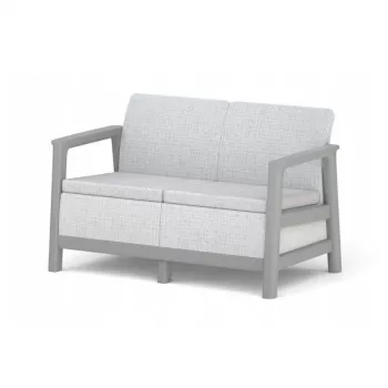 KETER dārza dīvāns divvietīgais Scandi Linea 2 Seater Sofa gaiši pelēks/tumši tērauda pelēks
