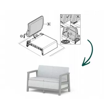 KETER dārza dīvāns divvietīgais Scandi Linea 2 Seater Sofa gaiši pelēks/tumši tērauda pelēks