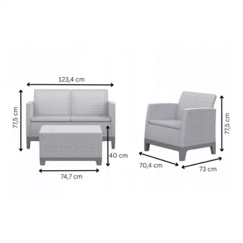 Keter Scandi Forma dārza mēbeļu komplekts 2 sēdvietām, pebble grey/light beige