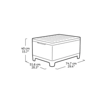 Keter Scandi Storage Table dārza galds/uzglabāšanas kaste, pelēks
