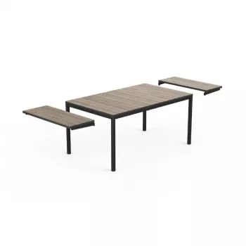 Keter Deco Porto Nova paplašināms dārza galds 160-240 cm, oša koka tonis/melns