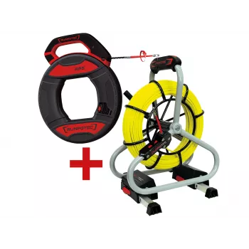 RUNPOTEC 11120 stiklašķiedras kabeļu vilkšanas stieņu komplekts ar Runpo 5 slīdni, 30 m, 130 kg stiepes izturība, RTG Ø 6 mm vītne
