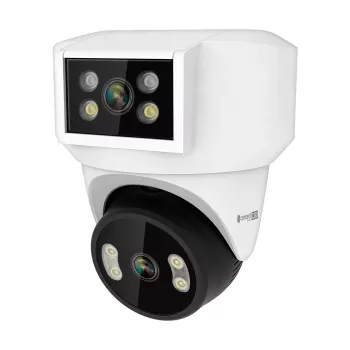 KRUGER & MATZ WiFi kamera Kruger&Matz Connect C180 ar 2 objektīviem, PTZ 360°, 2K, Tuya Smart Life, krāsains nakts režīms, audio, AI