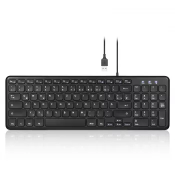 Perixx PERIBOARD-213 DE B vadu USB tastatūra, vācu izkārtojums (QWERTZ), šķērveida slēdži, melna