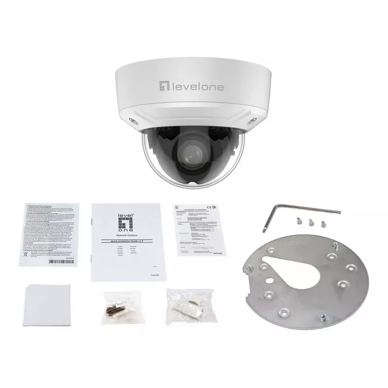 LevelOne FCS-3461 kupolveida IP kamera 2MP ar 4x optisko tālummaiņu H.265 PoE iekštelpu/āra