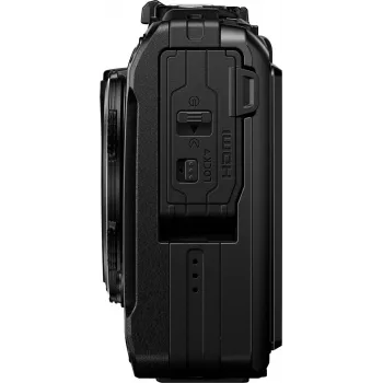 OM System Tough TG-7 melnais izturīgais kompaktais fotoaparāts, 12 MP, 4K video, ūdensnecaurlaidīgs 15m
