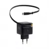 EFB Elektronik G352CE 35W GaN USB-C sienas lādētājs ar ievelkamu 0,7 m kabeli, PD3.0 un QC3.0, melns