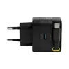 EFB Elektronik G352CE 35W GaN USB-C sienas lādētājs ar ievelkamu 0,7 m kabeli, PD3.0 un QC3.0, melns