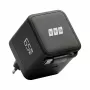 EFB Elektronik G652CE 65W GaN USB-C PD 3.0 sienas lādētājs ar ievelkamu kabeli, melns