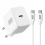 EFB Elektronik G301CE 30W USB-C GaN lādētājs ar 2m USB-C kabeli, balts