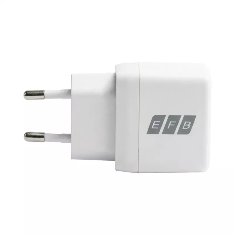 EFB Elektronik G201CE 20W USB-C GaN sienas lādētāja komplekts ar 2m USB-C kabeli, PD3.0 un QC3.0, balts