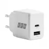 EFB Elektronik G301A1CE 30W GaN USB-C PD3.0 + USB-A QC3.0 sienas lādētājs ar 2m USB-C kabeli, balts