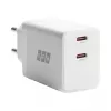 EFB Elektronik G452CE 45W Dual USB-C GaN sienas lādētājs ar 2m USB-C kabeli, balts