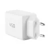 EFB Elektronik G452CE 45W Dual USB-C GaN sienas lādētājs ar 2m USB-C kabeli, balts