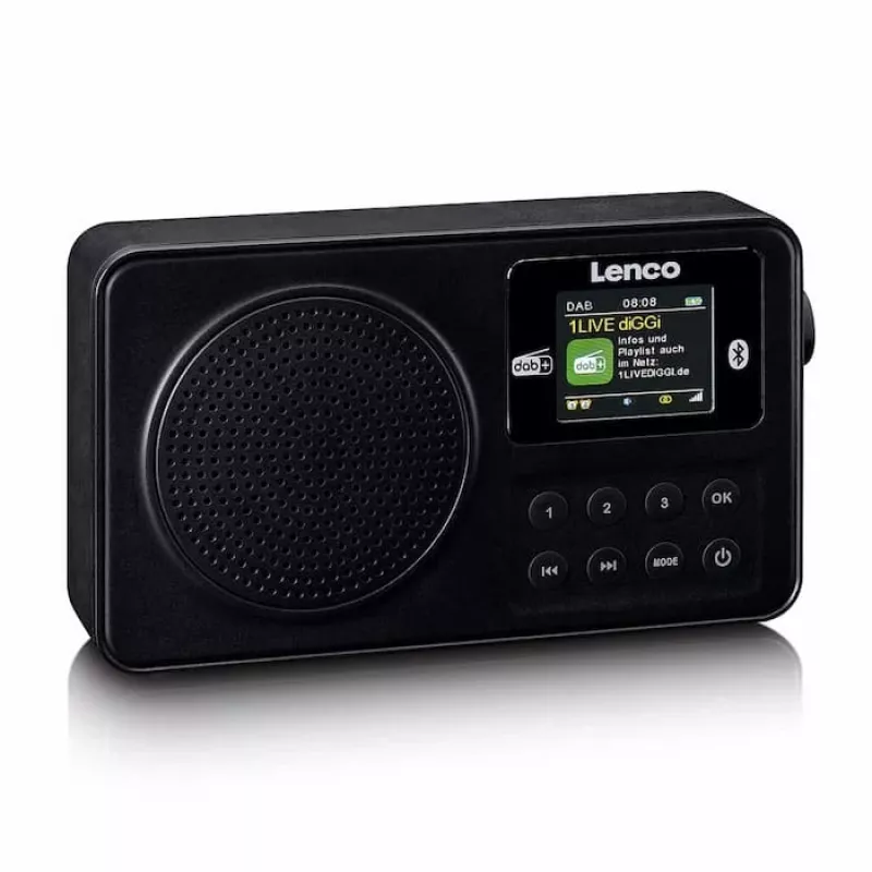 Lenco PDR-033BK pārnēsājams DAB+/FM radio ar Bluetooth un uzlādējamu akumulatoru - melns