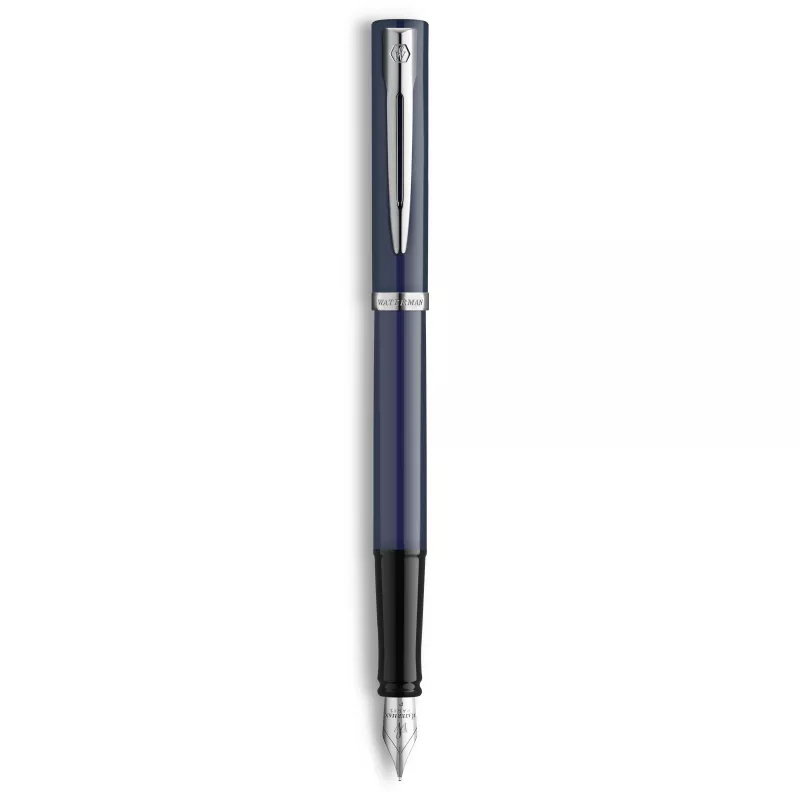 Waterman Impression tintas pildspalva ar smalku uzgali, zils lakotais korpuss, hroma apdare, dāvanu kastīte 2225502