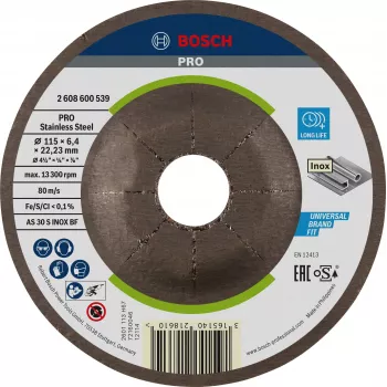 Bosch Accessories 2608600539 Iegremdētā centra slīpēšanas disks 115 mm x 22,23 mm, alumīnija oksīds, graudainība 24, 1 gabals