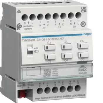 HAGER TYMS646R apkures izpildmehānisms 6-kārtīgs KNX Secure ar kontrolieri