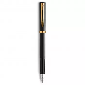 Waterman Impression pildspalva ar tinti, melns laka, zelta apdare, smalks gals, zila dāvanu kaste 2225499