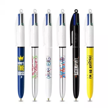 BIC 4 Colours lodīšu pildspalva, 6 gab. iepakojums, zils korpuss, 4 tintes krāsas (zila, sarkana, zaļa, melna), 1,0 mm vidējs uzgalis 9926071