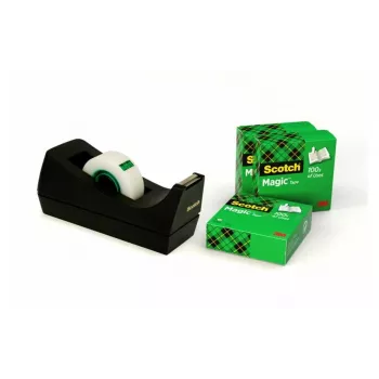3M Scotch C38 melnais līmlentes dozators ar 4 ruļļiem 810 Magic Tape 19mm x 33m C38SM4S