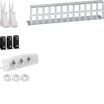 HAGER UM00M4 multivides lauka komplekts ar 3 Schuko kontaktligzdām un 12 RJ45 portiem, balts