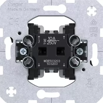 HAGER WDE503203 spiedpogas slēdzis 1NO+1NC 10A 250V AC polāri balts
