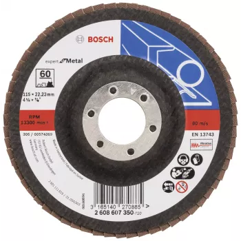 Bosch X551 Standard for Metal lameldisks, 115 mm diametrs, 22,33 mm urbums, 60 graudainība, cirkonija alumīnija oksīds, konisks, 1 gab. 2608607350