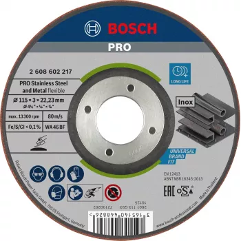 Bosch slīpēšanas disks WA 46 BF pussalokāmais, 115 mm x 22,23 mm x 3 mm, baltais alumīnija oksīds, sveķu saite 2608602217