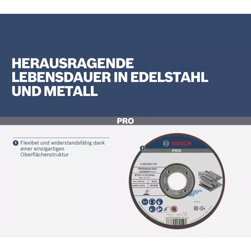 Bosch slīpēšanas disks WA 46 BF pussalokāmais, 115 mm x 22,23 mm x 3 mm, baltais alumīnija oksīds, sveķu saite 2608602217